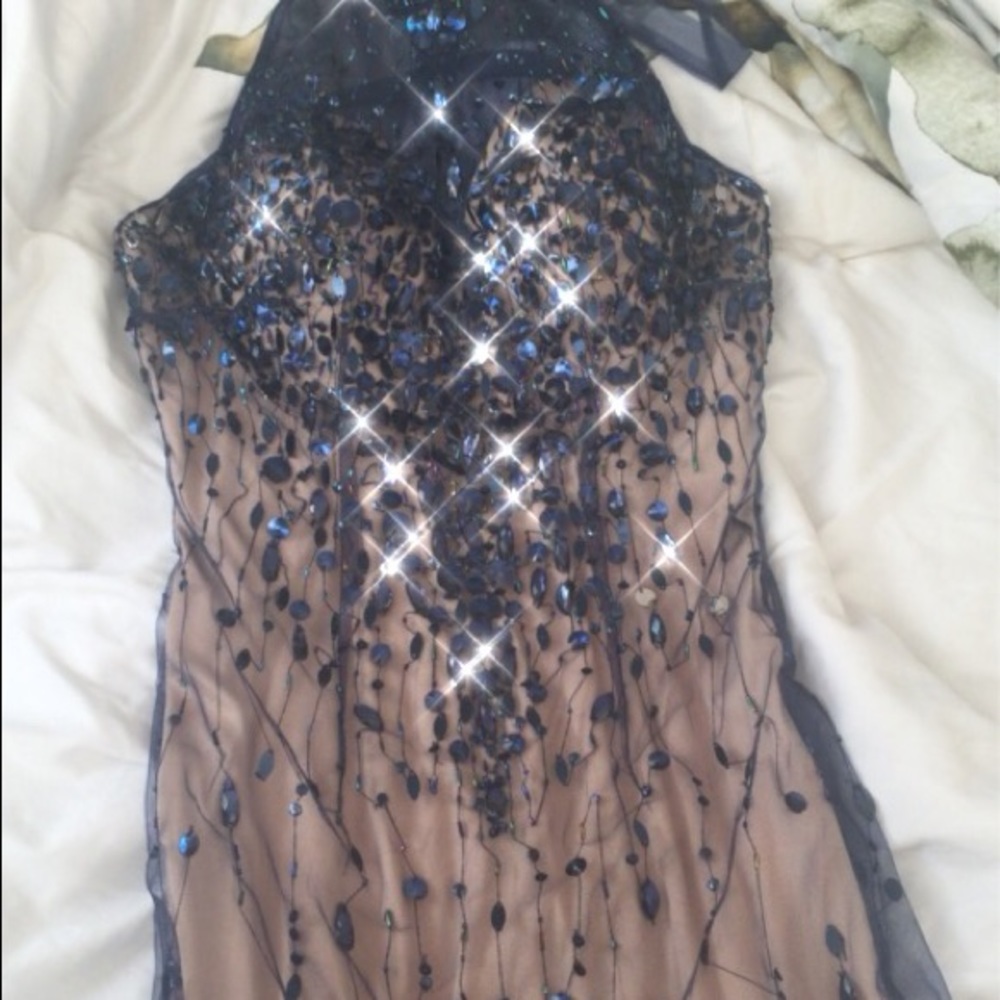 Beige / blue dress
